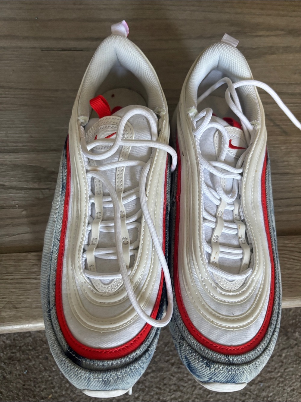 Nike Women’s White Sneakers with Red and Gray Accents